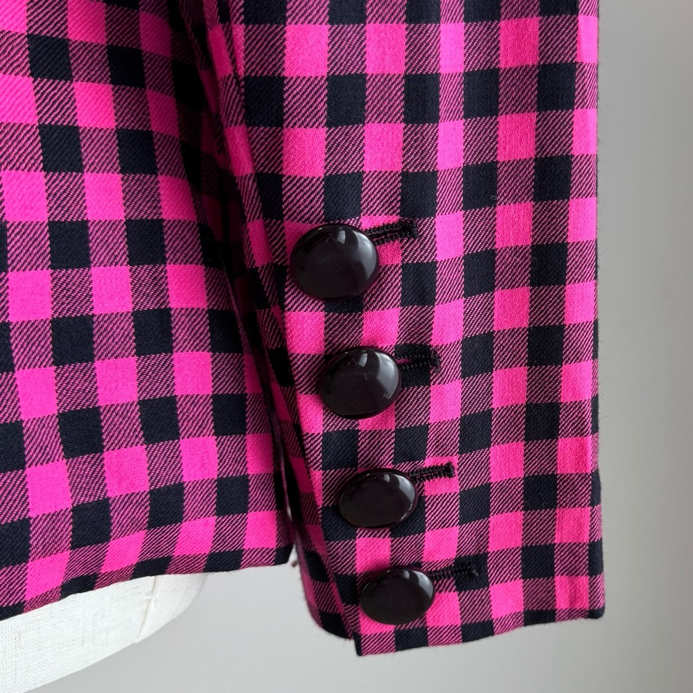 Escada Vintage - Vibrant‎ Pink and Black Checkered Blazer - Picture 4 of 9